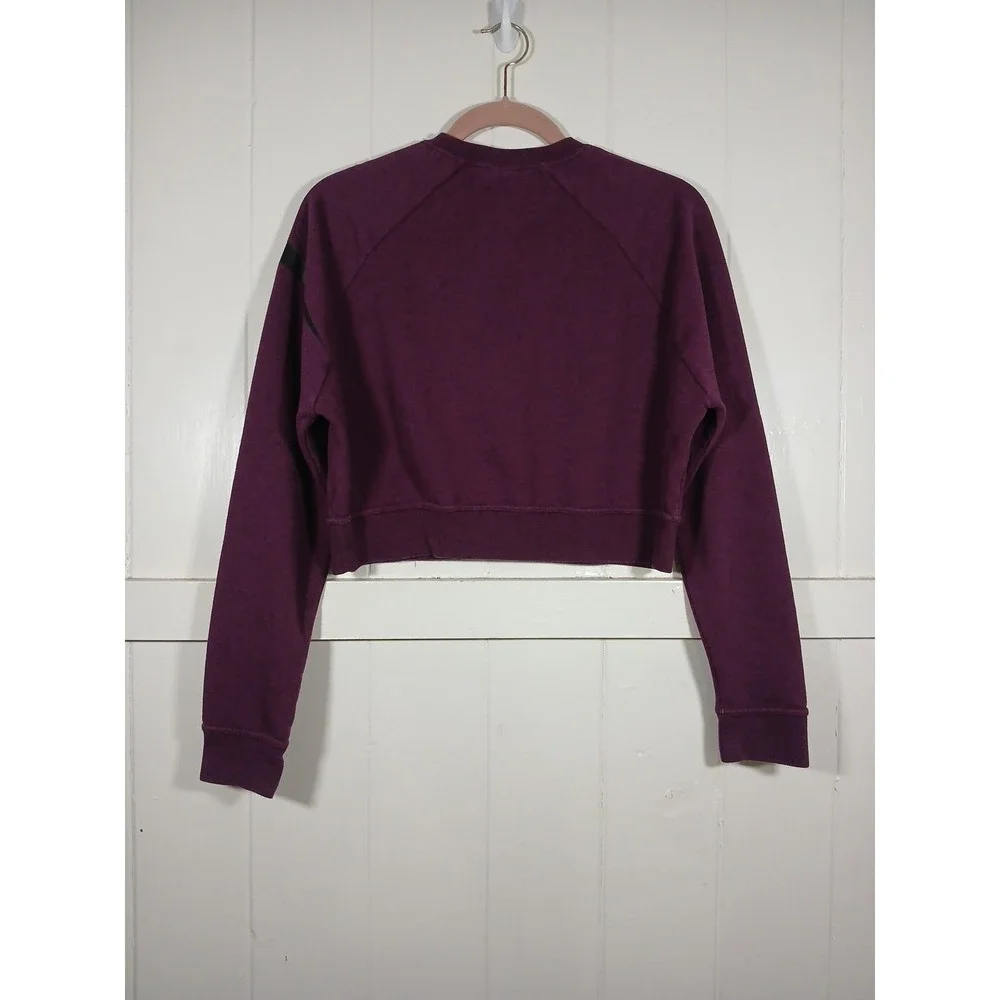 Nike Sweatshirt Cropped Fleece Knit Big Swoosh Logo Dri-FIT Women's XS Purple LS
